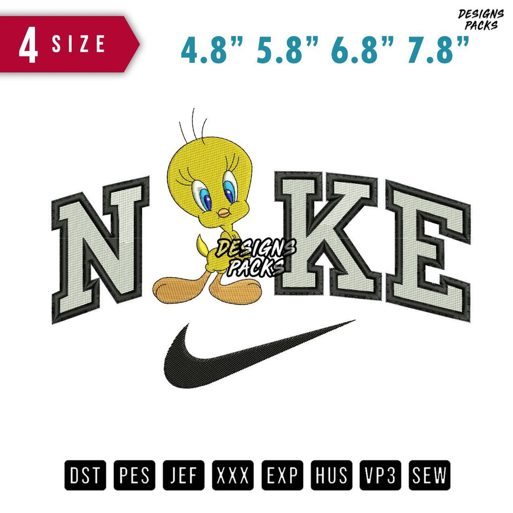 Swoosh Brand Tweety B Embroidery Design