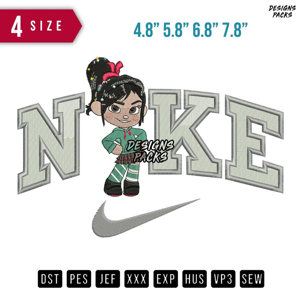 Swoosh Brand Vanellope Von Schweetz Embroidery Design