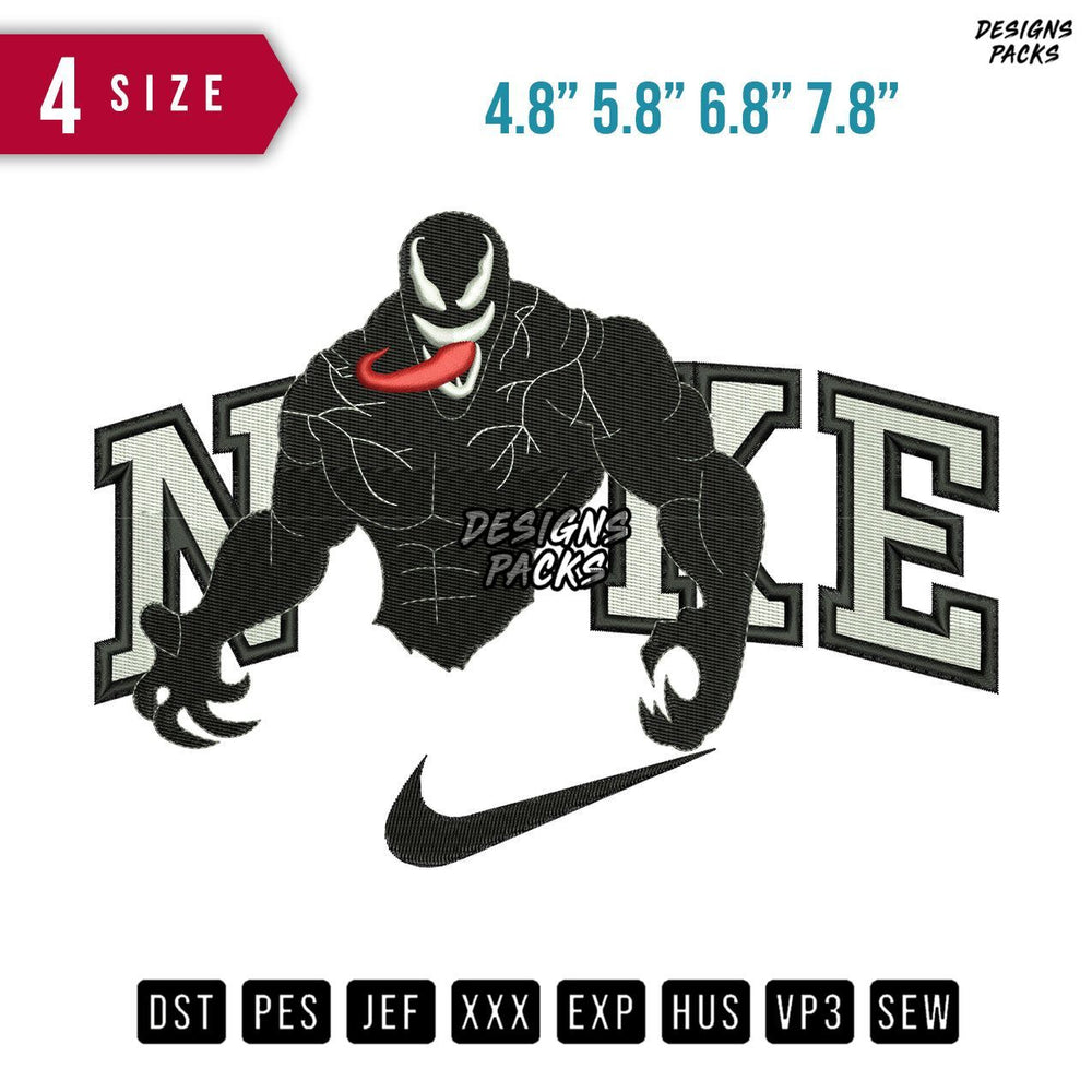 Swoosh Brand Venom Embroidery Design