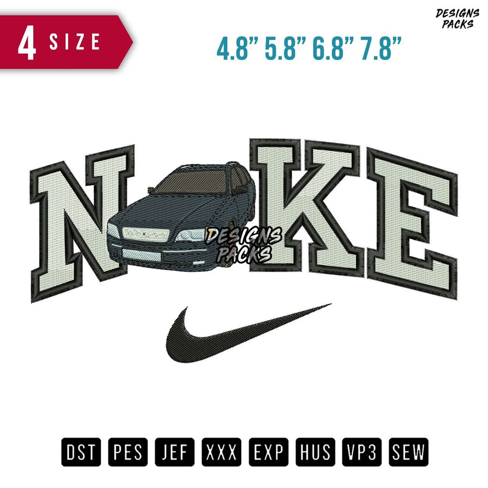 Swoosh Brand Volvo Wagon Embroidery Design