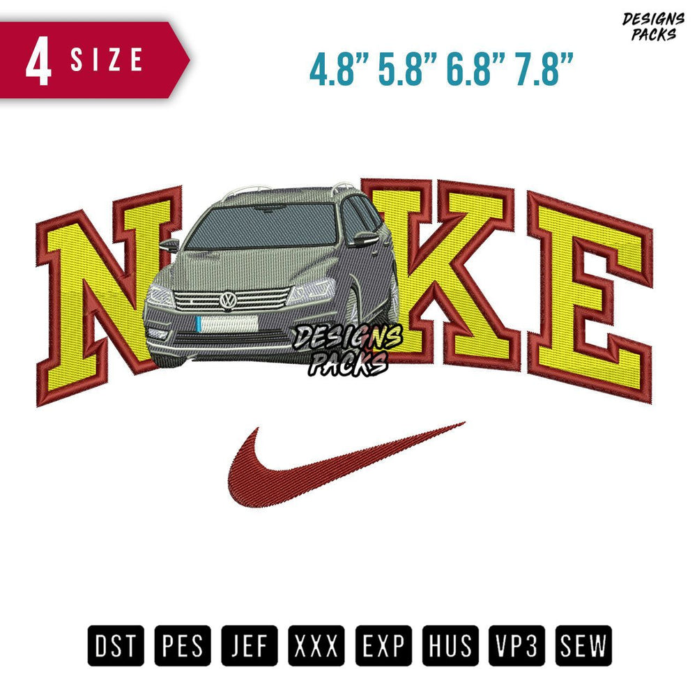 Swoosh Brand Vw Car Grey Embroidery Design