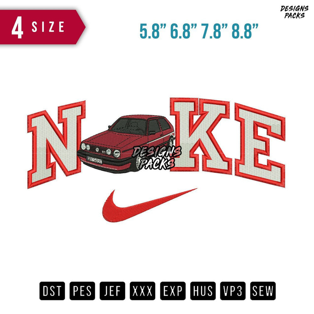 Swoosh Brand Vw Dark Red Embroidery Design