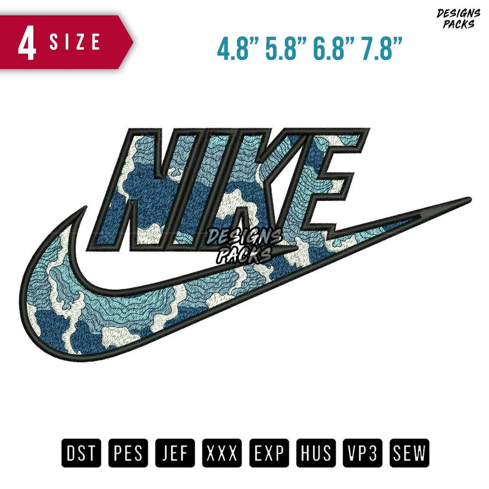Swoosh Brand Wave Embroidery Design