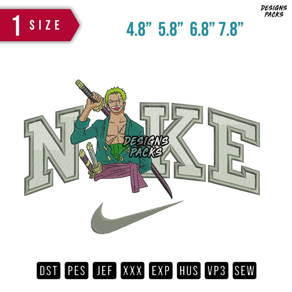 Swoosh Brand Zoro Laugh Embroidery Design