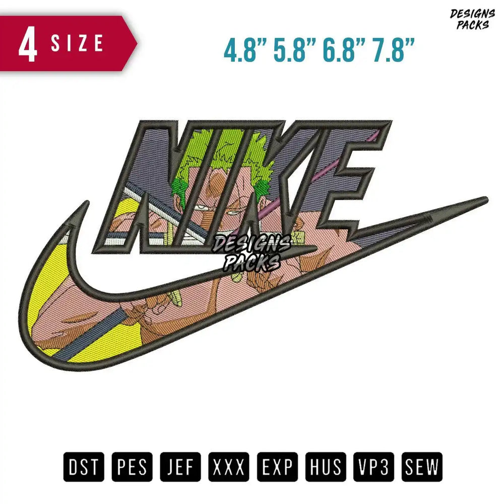 Swoosh Brand Zoro inside Embroidery Design