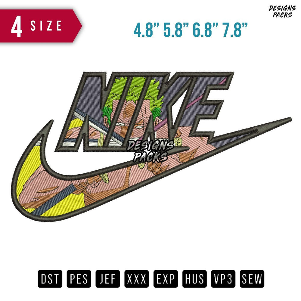 Swoosh Brand Zoro inside Embroidery Design