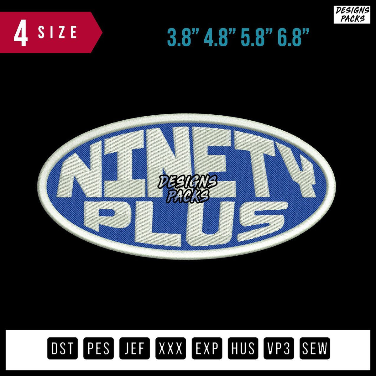 Ninety Plus Embroidery Design