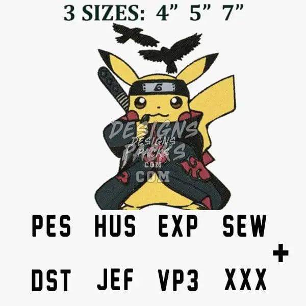 Pikachu in Naruto headband with embroidery formats PES, DST, HUS for 4, 5, 7 inch designs