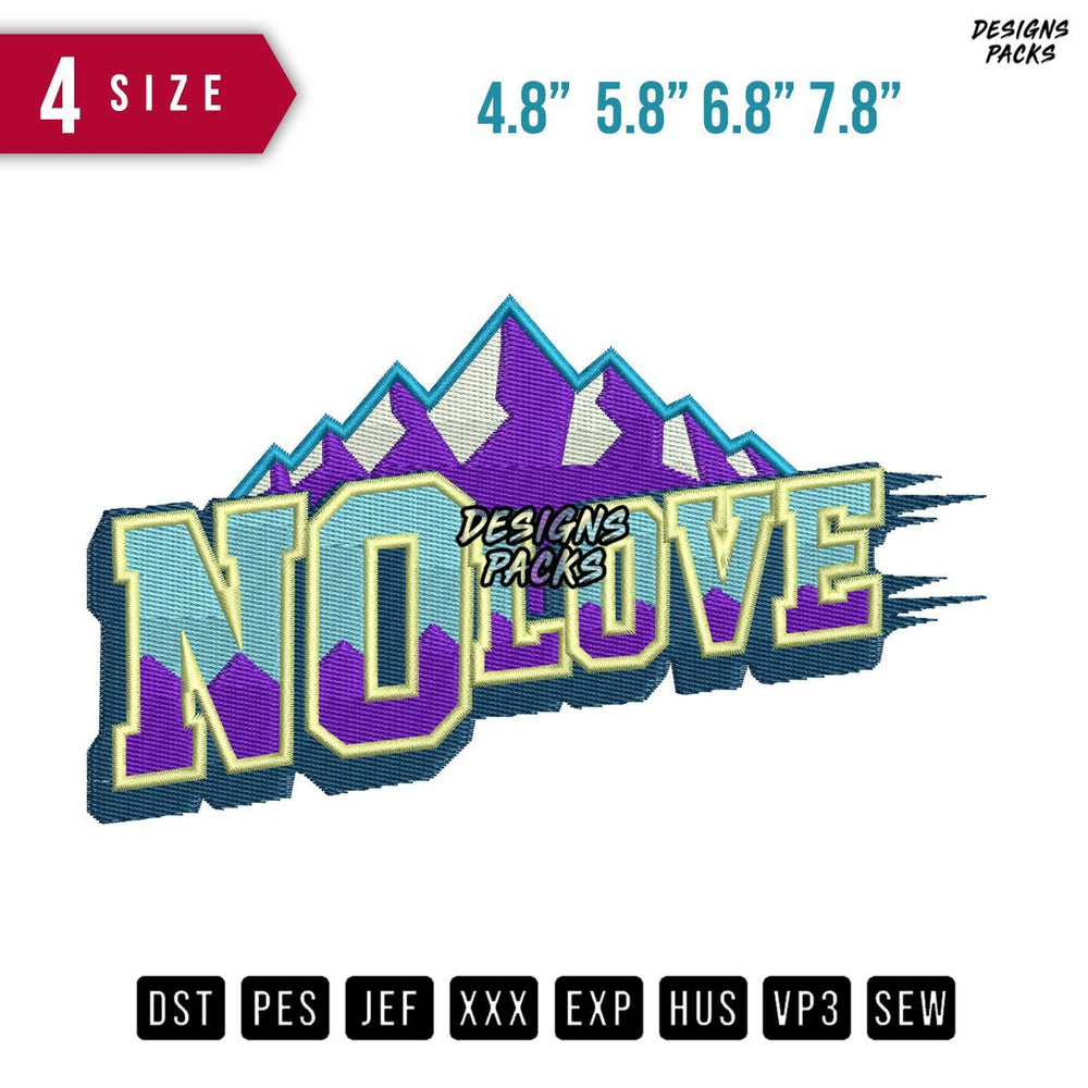 No Love Embroidery Design
