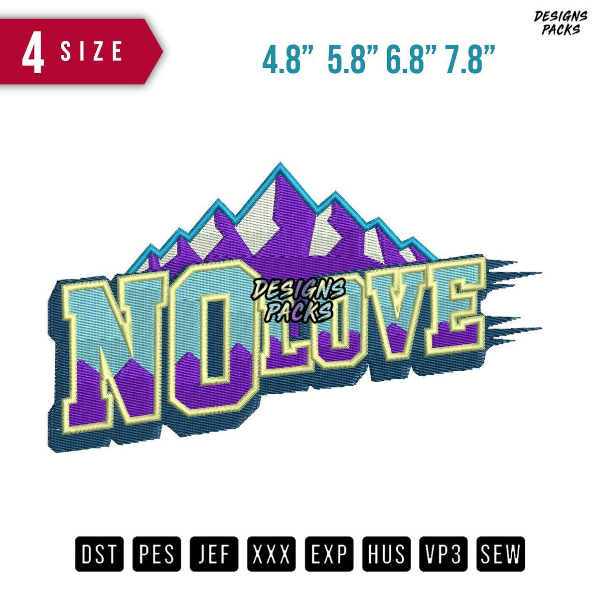 No Love Embroidery Design