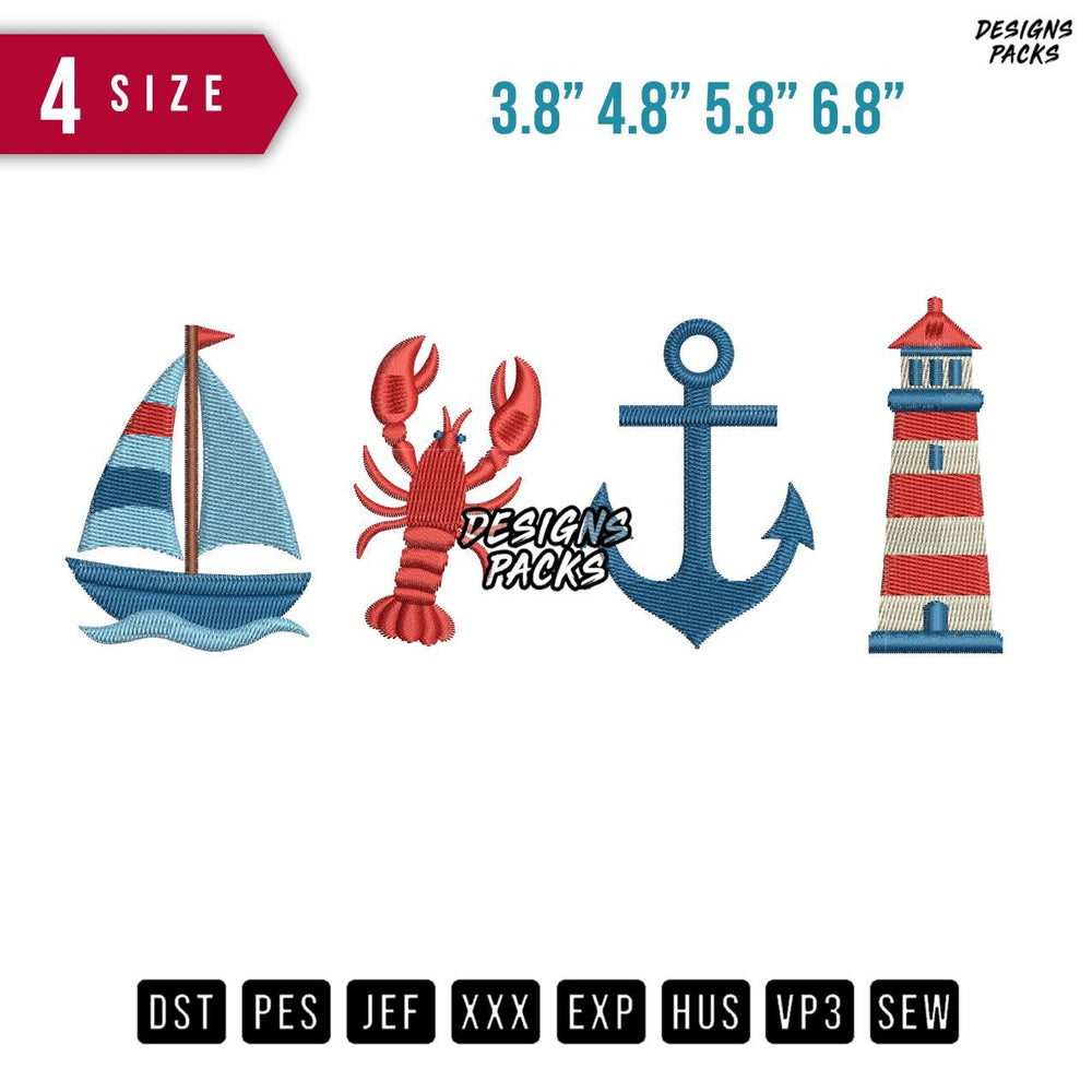 Ocean Icon Embroidery Design