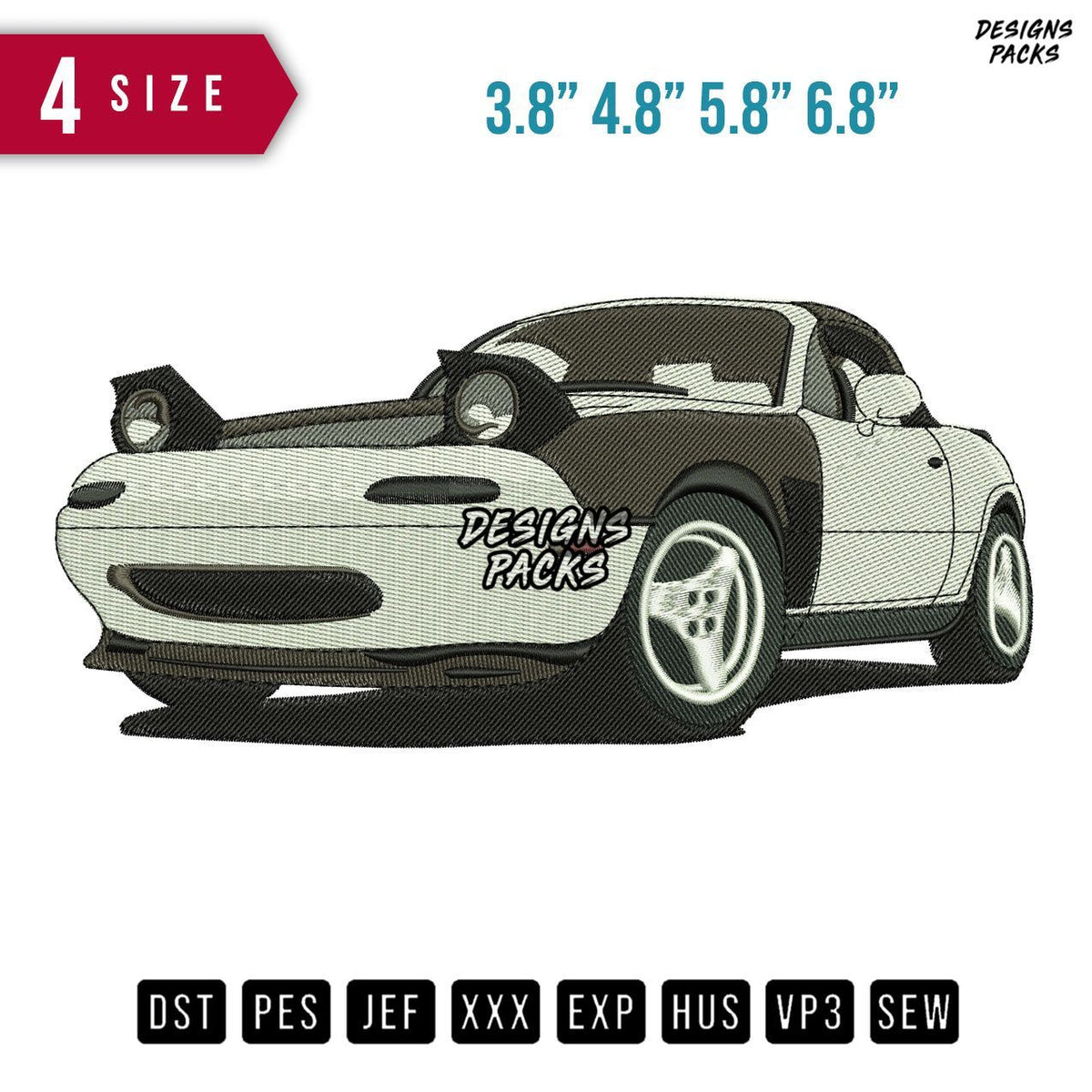 Old Car BW Embroidery Design