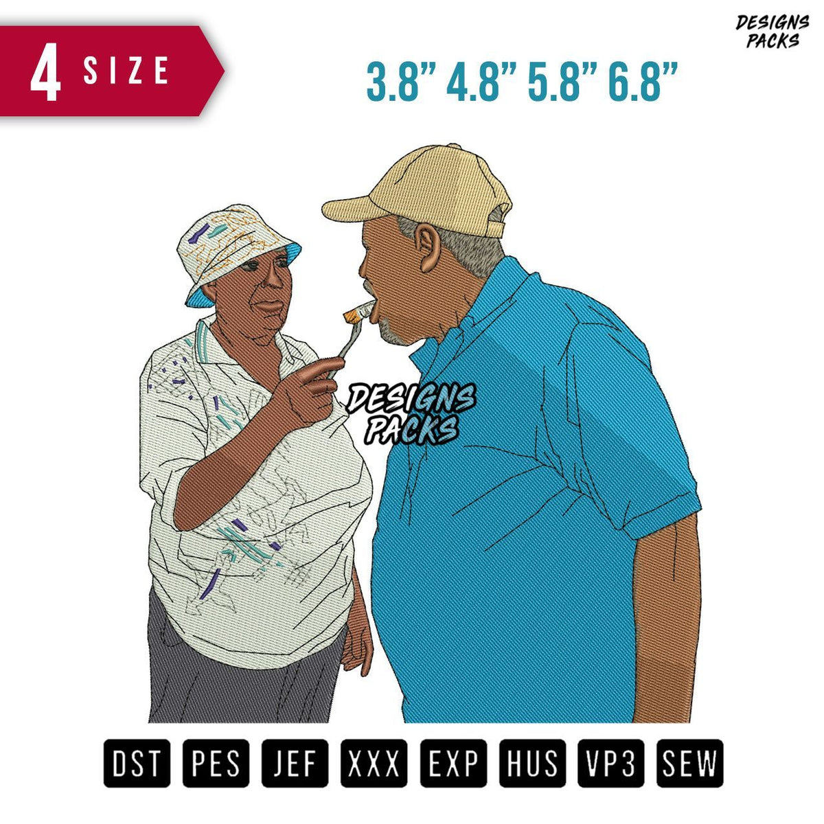 Old People Feed Embroidery Design