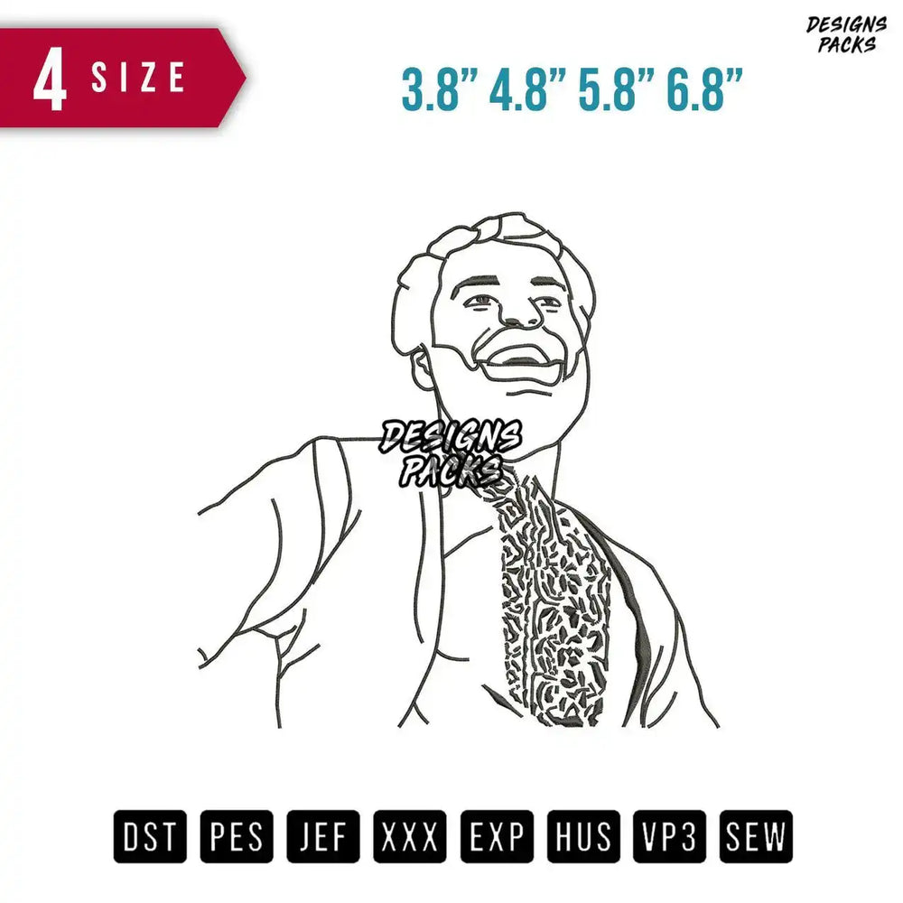 Oldman outline Embroidery Design