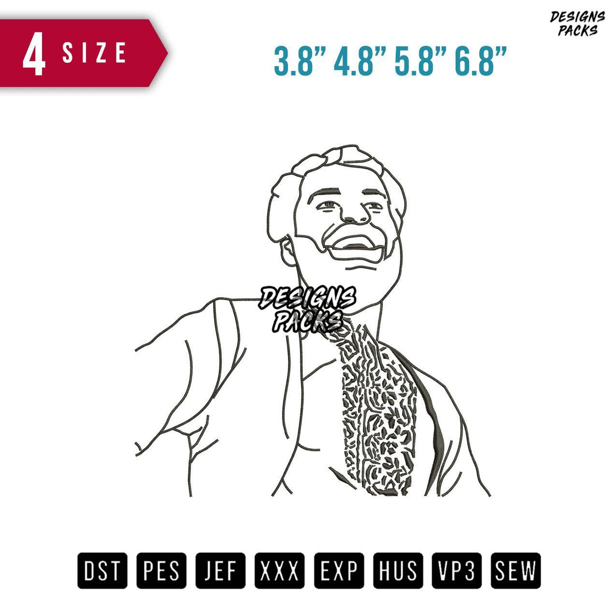 Oldman outline Embroidery Design