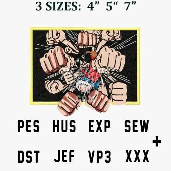 One Piece Luffy Punchs Anime Embroidery Design designspacks