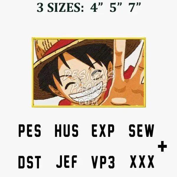 One Piece Luffy Smile Anime Embroidery Design designspacks