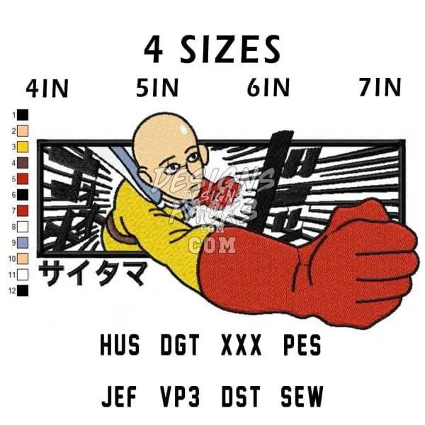 One Punch Man Anime Embroidery Design designspacks