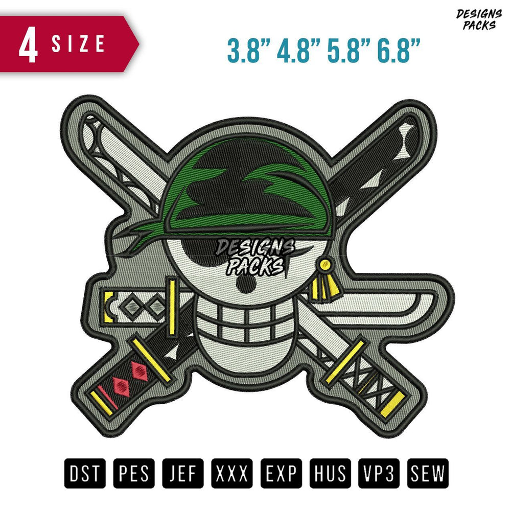 One Piece Patch Zoro Embroidery Design