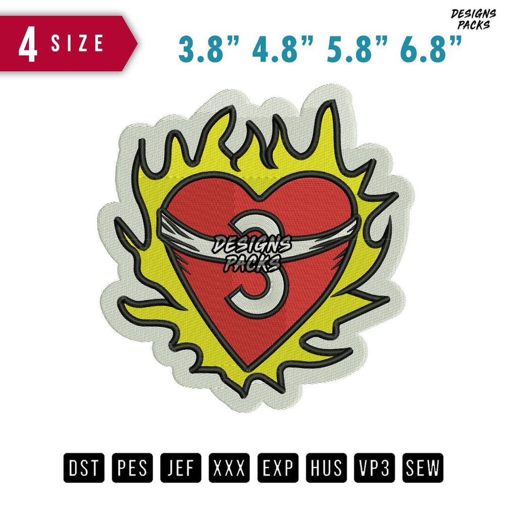 One Tree Hill Flaming Heart Embroidery Design