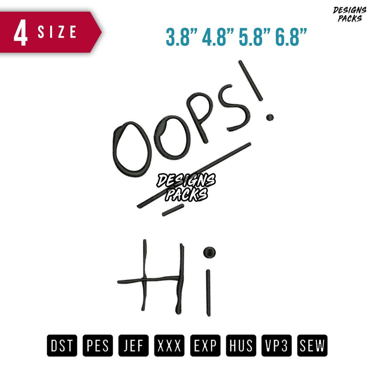 Oops Hi Embroidery Design