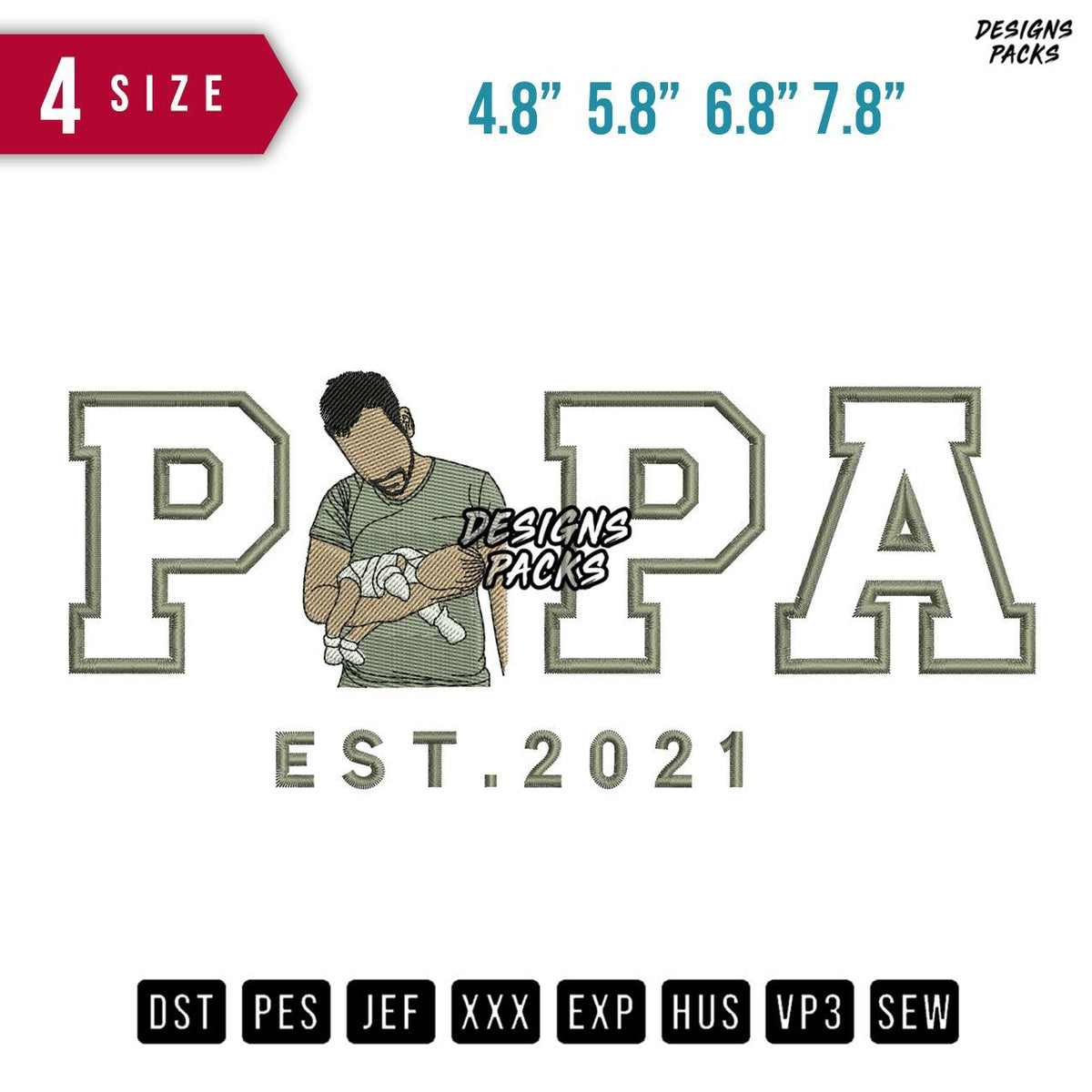 PAPA carry Baby Embroidery Design