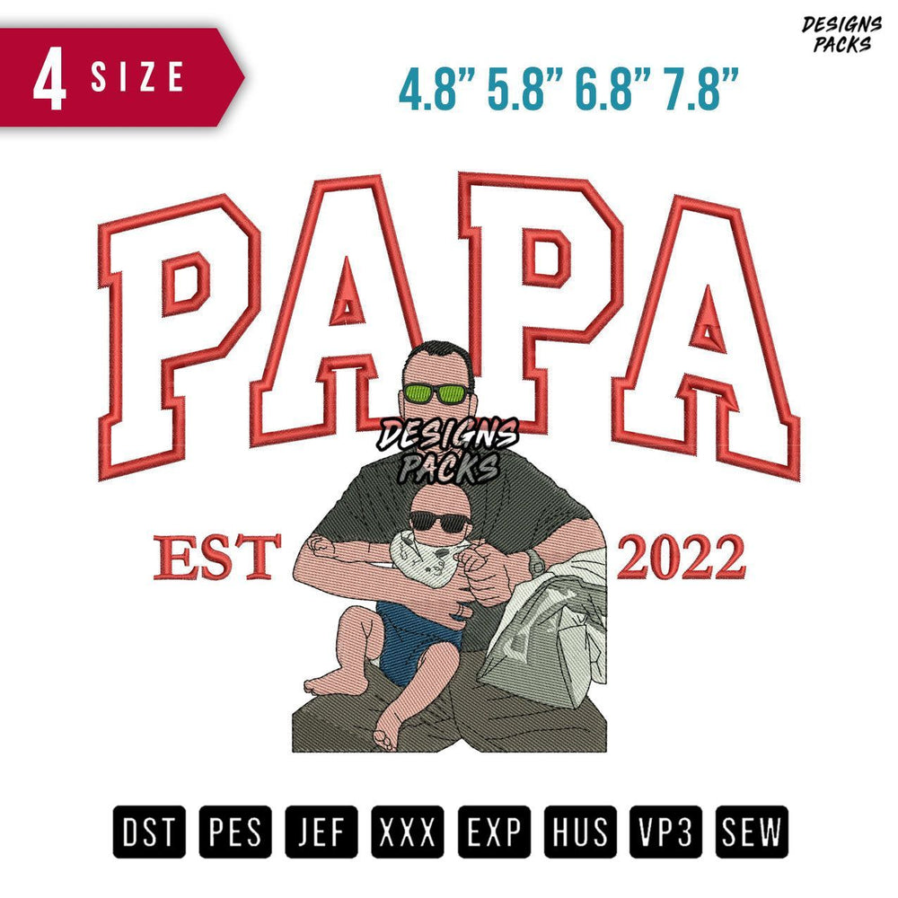 PAPA Green Eyeglasses Embroidery Design