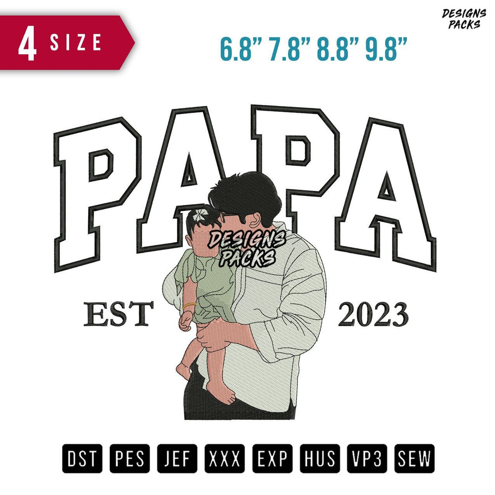 PAPA Kiss boy Embroidery Design