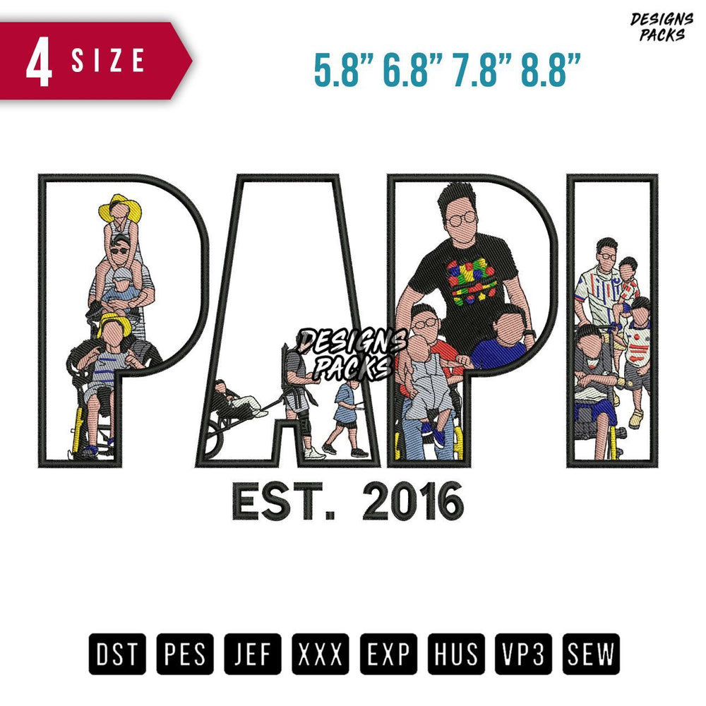 PAPI Family Embroidery Design