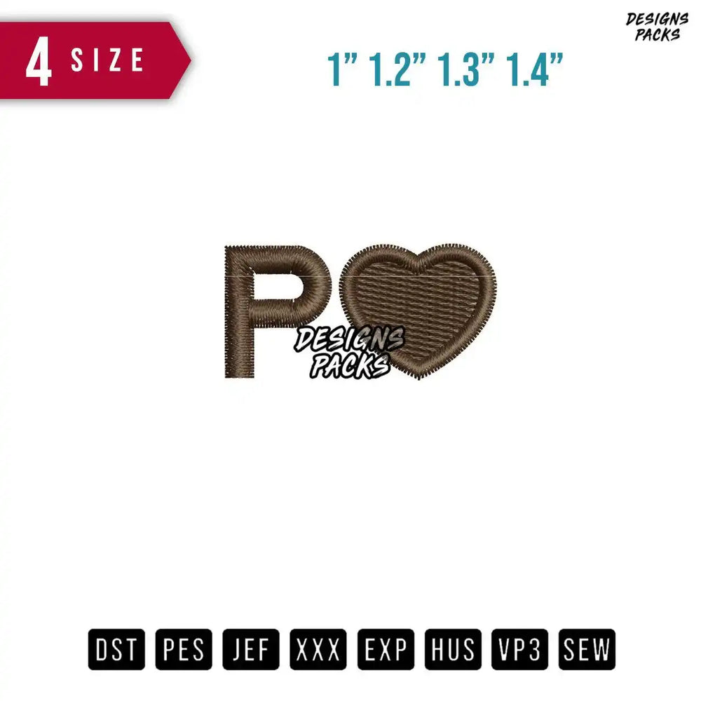 P Love Embroidery Design