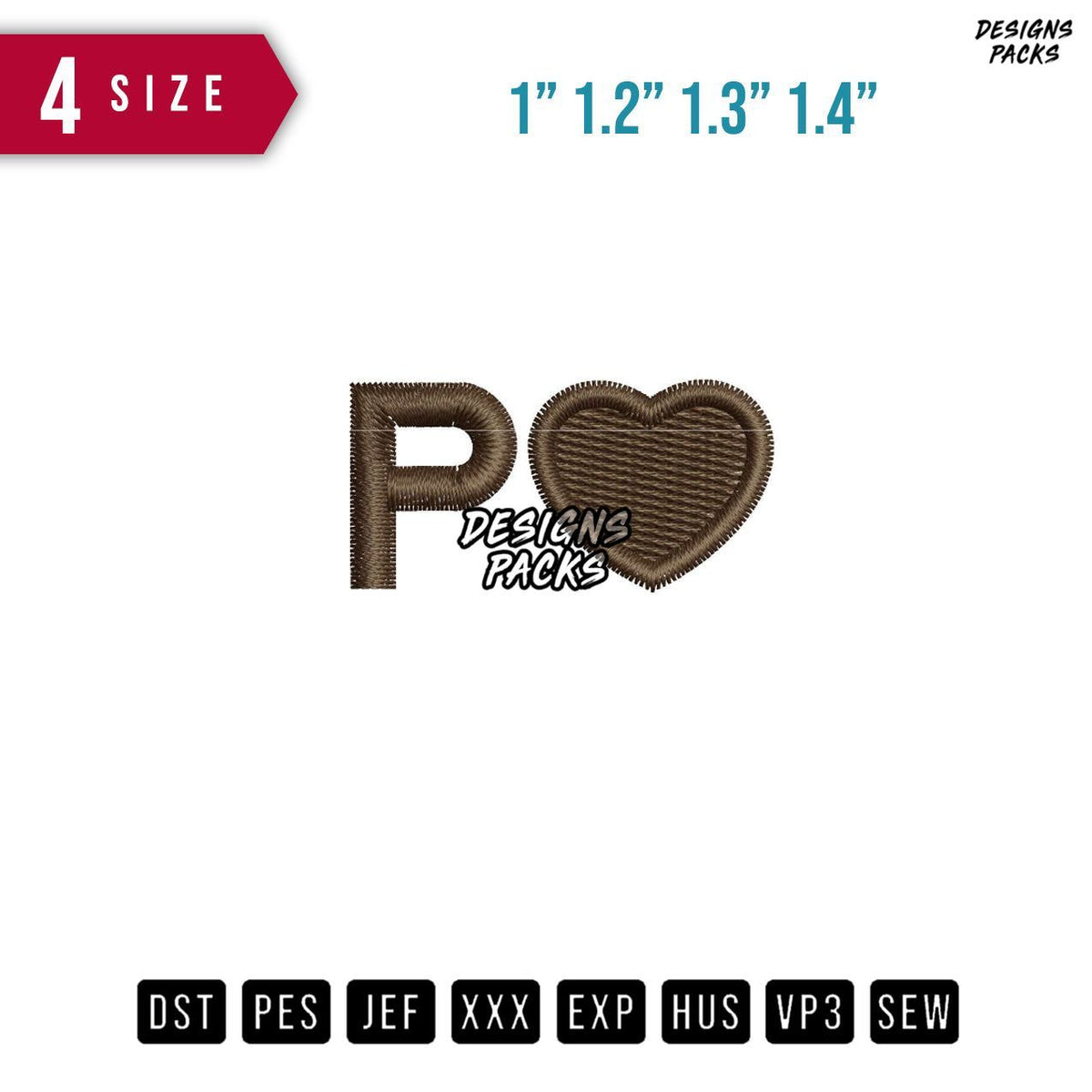 P Love Embroidery Design