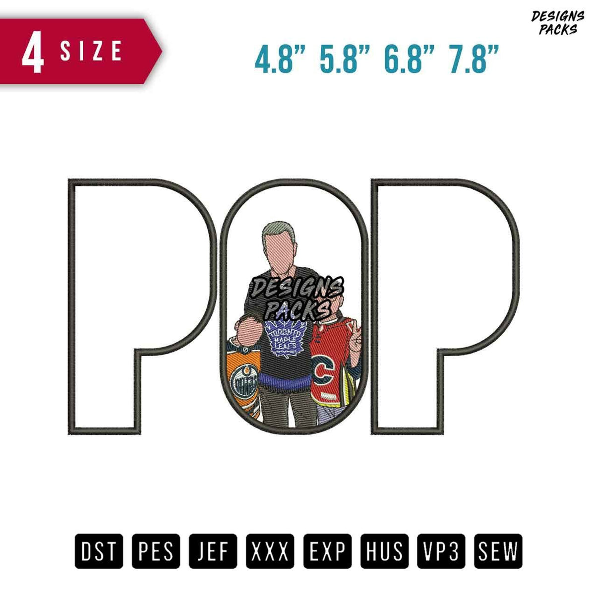 POP O Family Embroidery Design