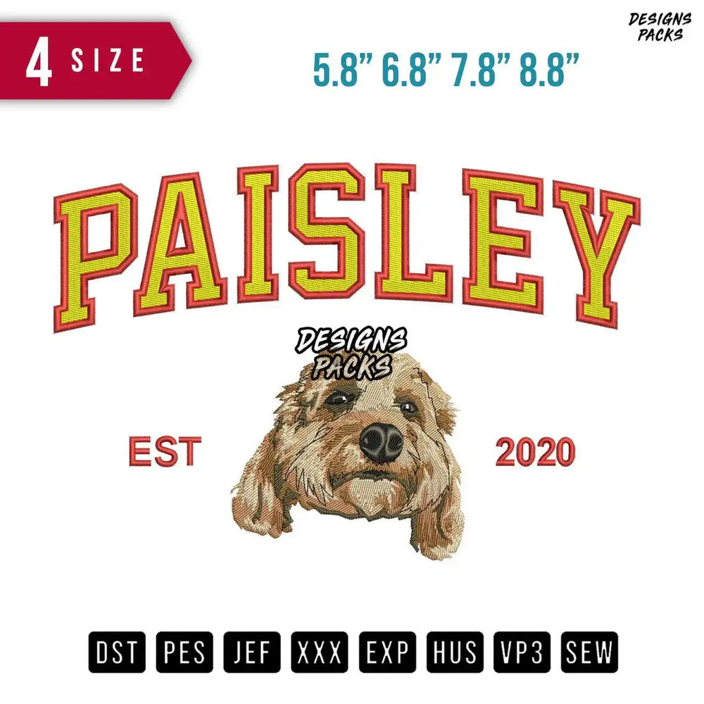 Paisley Dog Head Embroidery Design