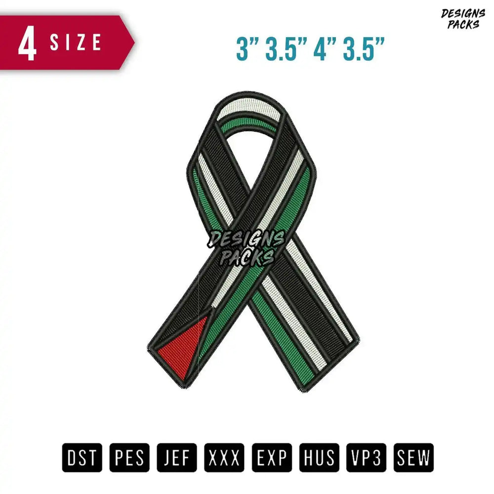 Palestine Ribbon Flag Embroidery Design