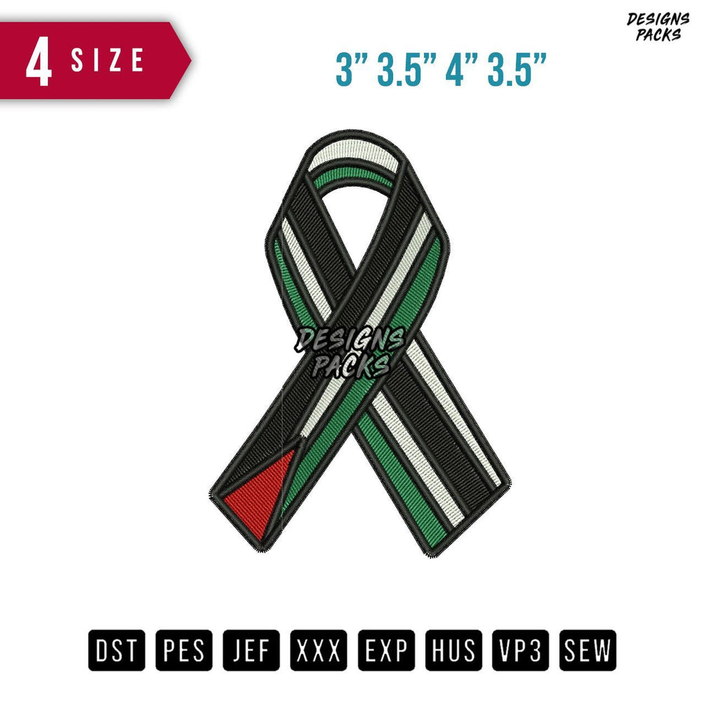 Palestine Ribbon Flag Embroidery Design