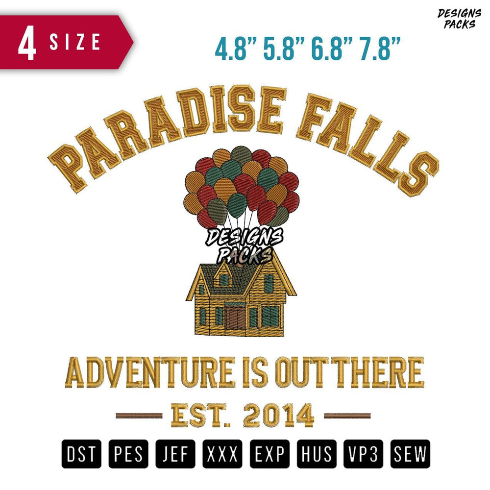 Paradise Falls Embroidery Design
