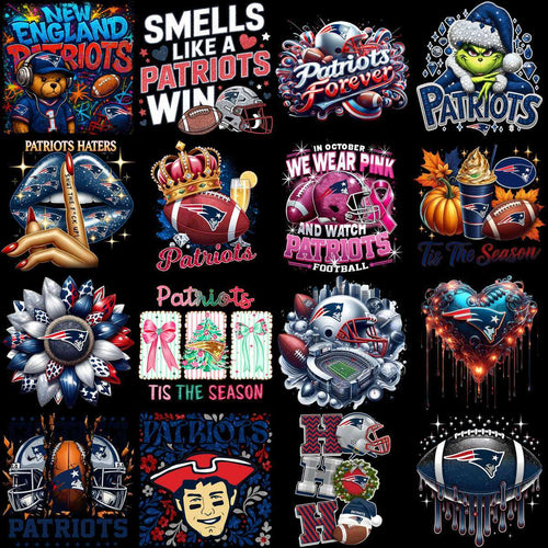 80 Mega Football Team New England Patriots Mixed V3 Designs Bundle PNG