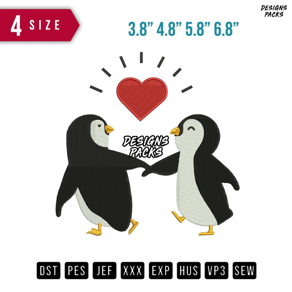 Penguin Couple Embroidery Design