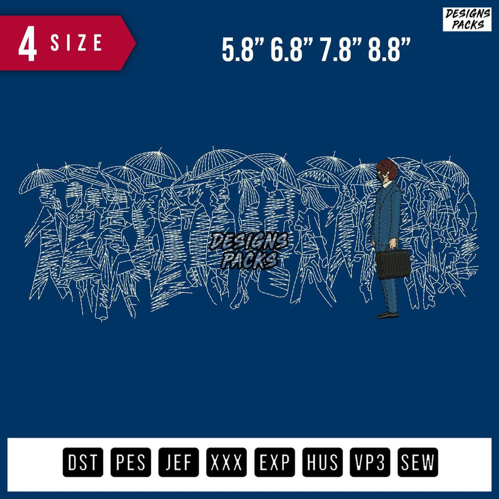 Peoples Line Bg Embroidery Design