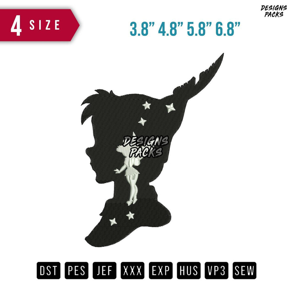 Peterpan Silhuette Embroidery Design
