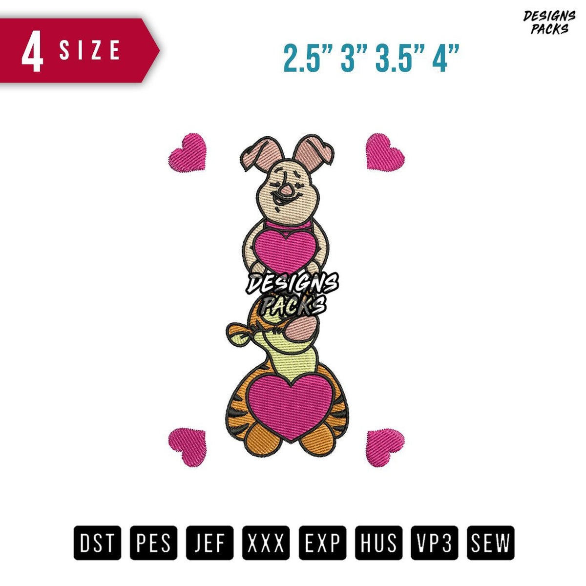 Pig Tigger Sleeve Loves Embroidery Design