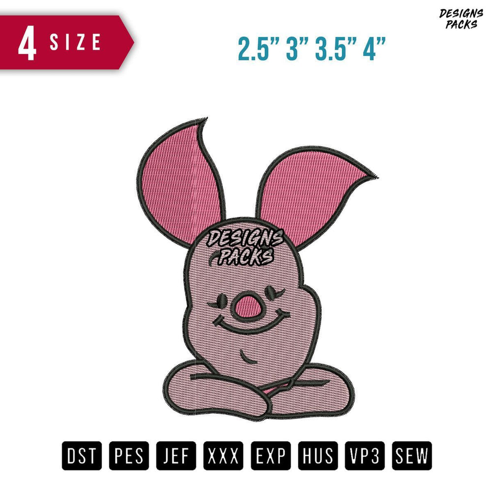 Piglet Face Embroidery Design