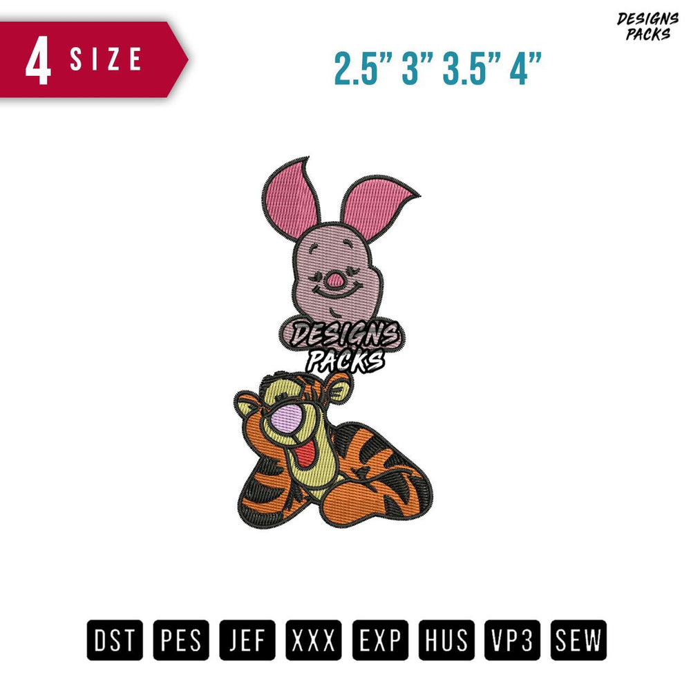 Piglet Tiger Sleeve Embroidery Design