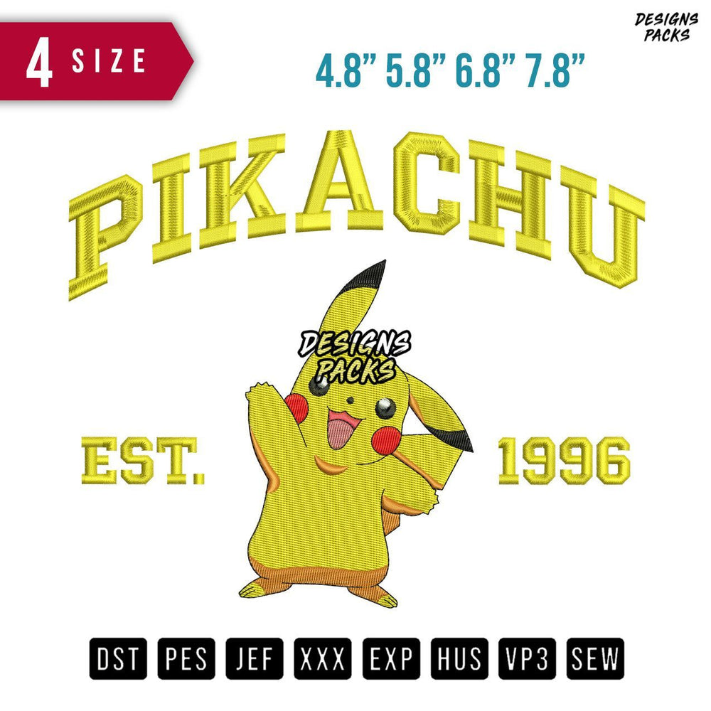 Pikachu Est Embroidery Design
