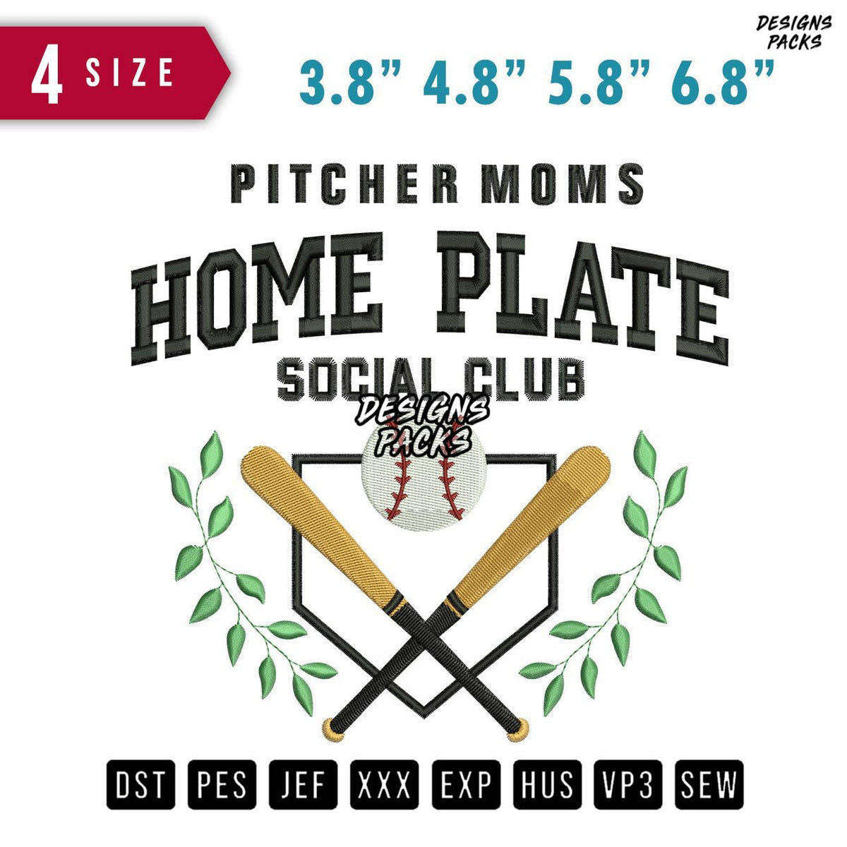 Pitcher Moms Embroidery Design