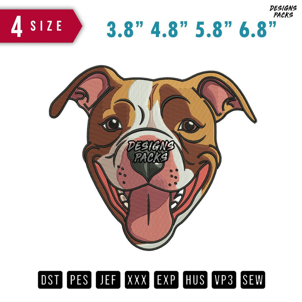 Pitt Bull Dog Embroidery Design