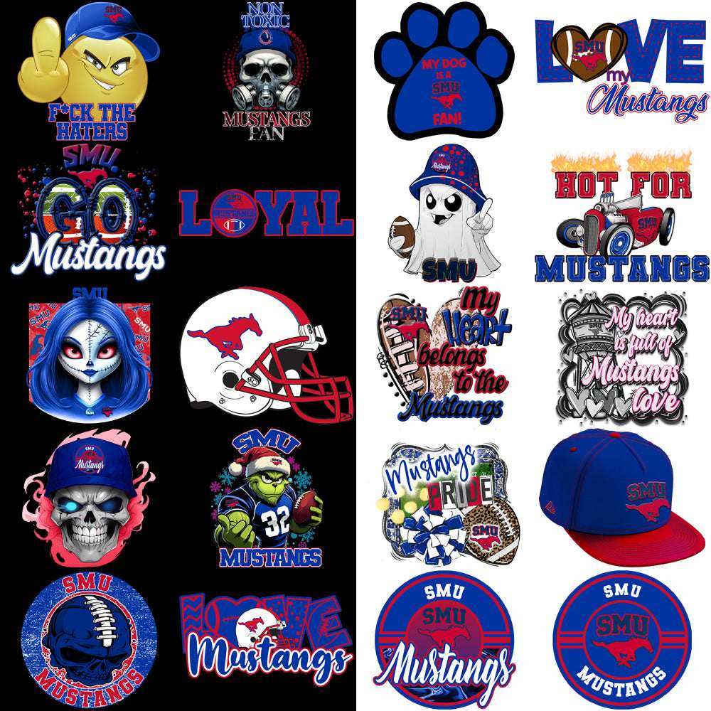 38 SMU Mustangs Designs Bundle PNG