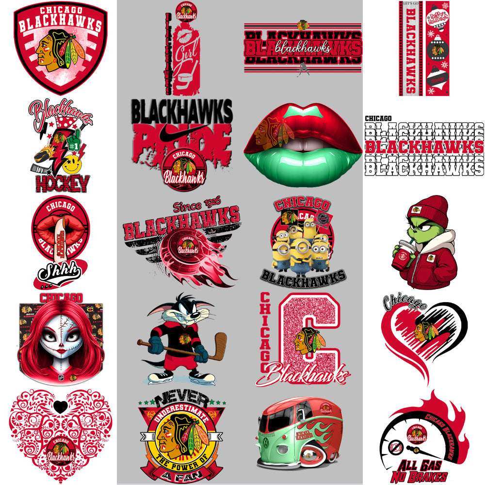 36 Chicago Blackhawks Ice Hockey Designs Bundle PNG