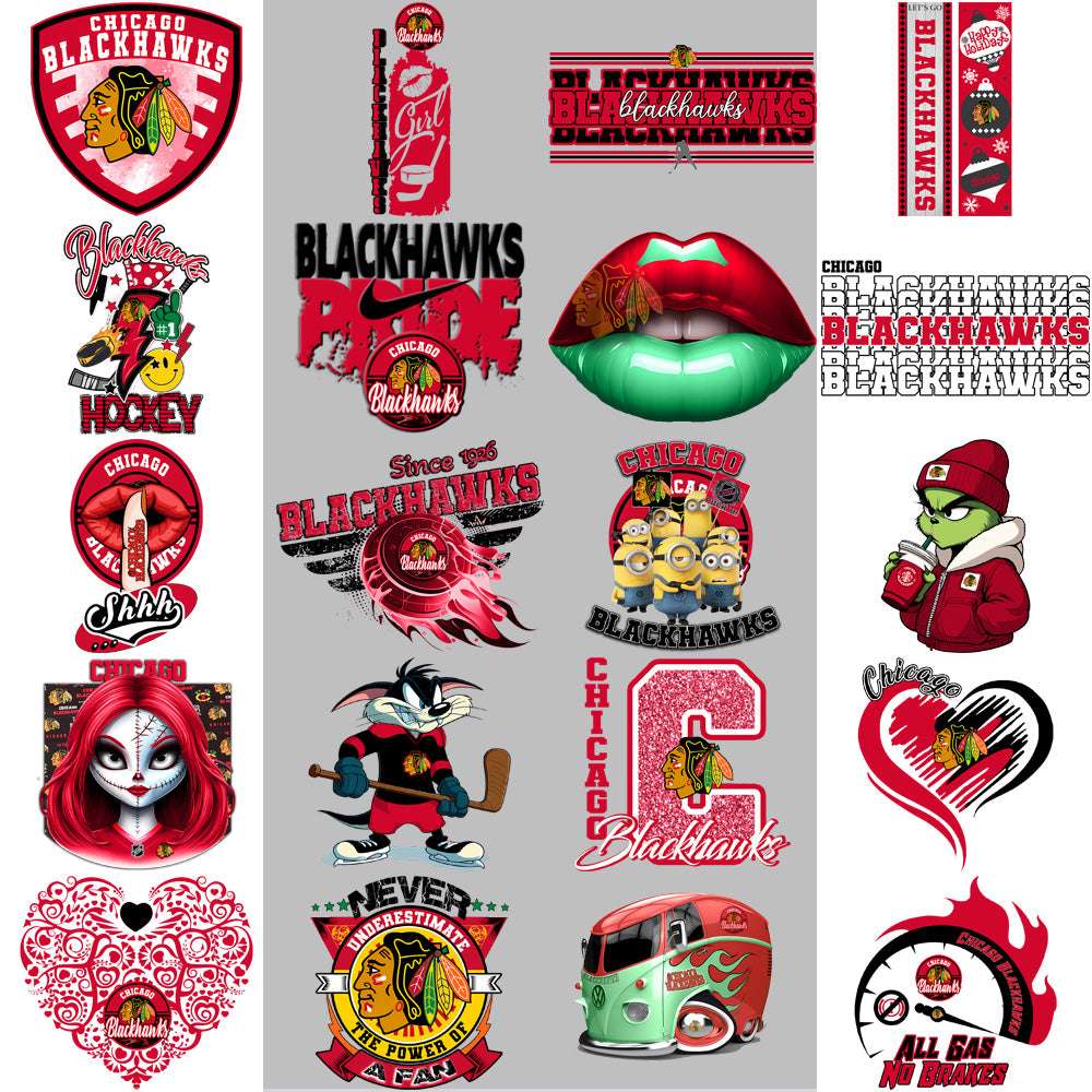 36 Chicago Blackhawks Ice Hockey Designs Bundle PNG