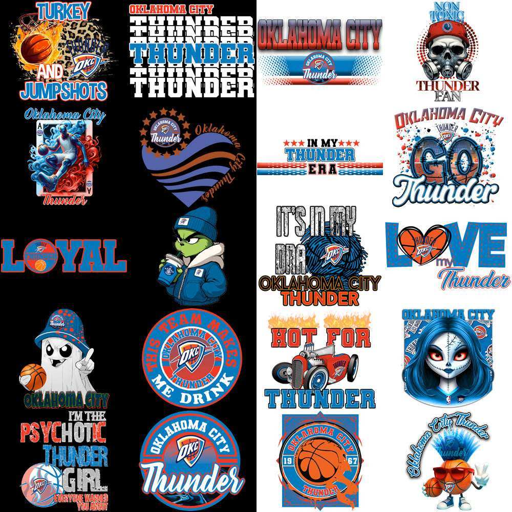 48 Oklahoma City Thunder Basketball Designs Bundle PNG